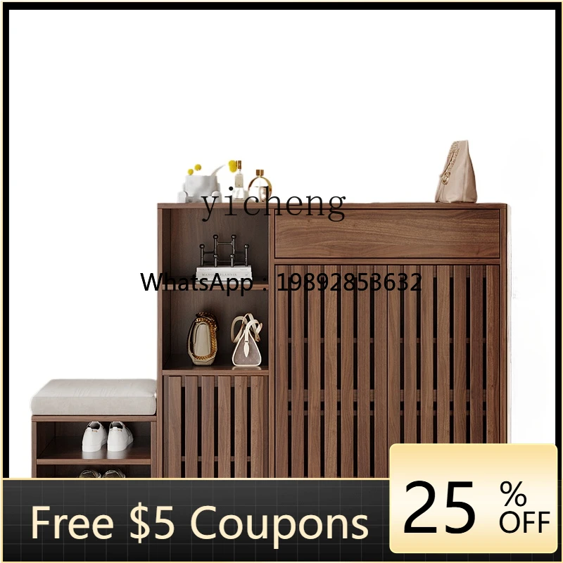 GZ   Household large-capacity with shoe change stool, porch cabinet, light luxury grille, breathable custom shoe rack