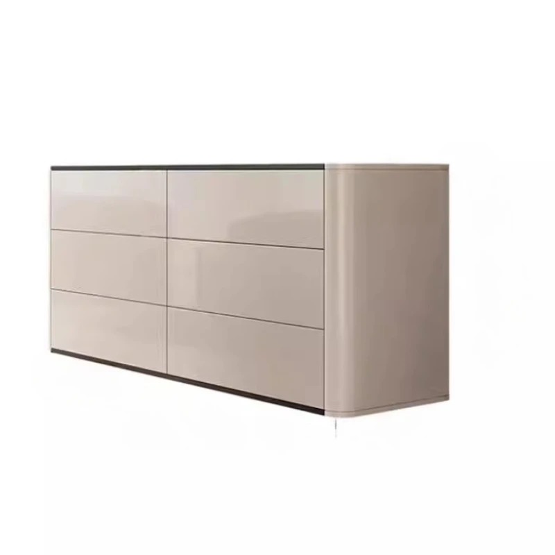 

Simple and modern light luxury chest cabinet L dressing table integrated Italian skin gray bedroom TV cabinet desk dressing