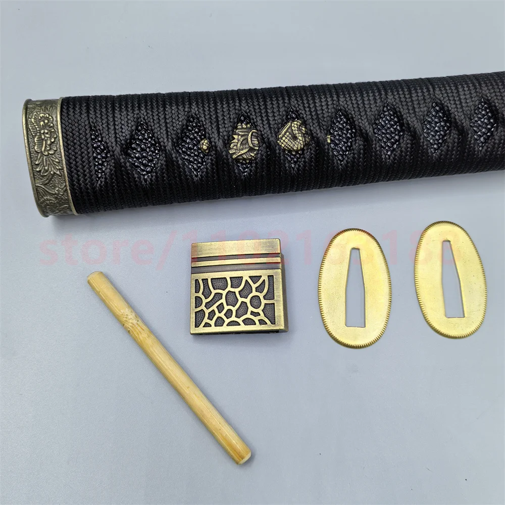 Exquisite 20cm Tsuka Handle Hilt Alloy Tsuba Handguard Guard Brass Habaki Seppa For Japanese Japan Samurai Katana Sword Fittings