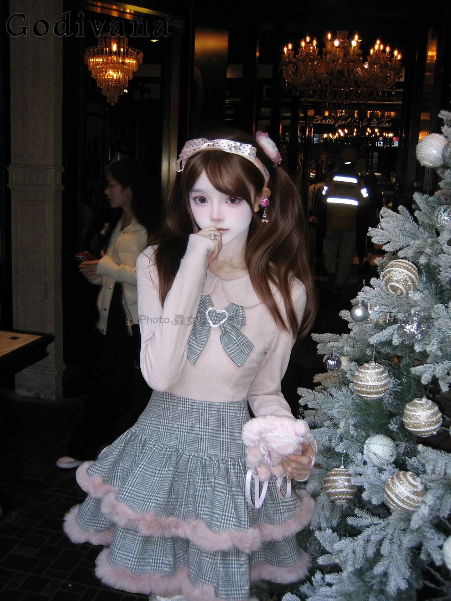 

Japanese Original Lolita Style Lace Dress Autumn Winter Sweet Cute Doll Feel Versatile Knitted Dress for Women