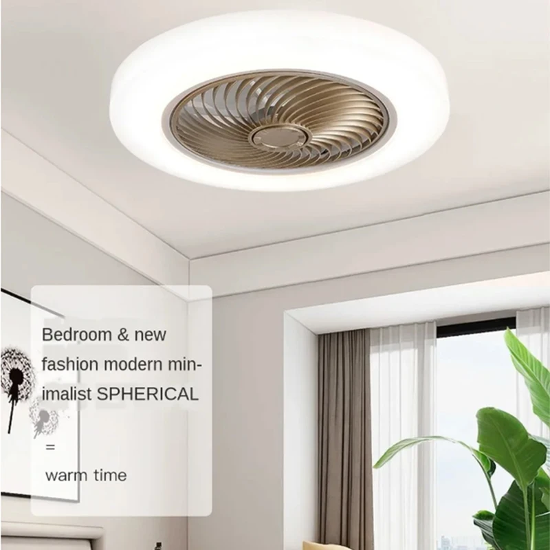 smart ceiling fan fans LED lights remote control bedroom decor ventilator lamp 52cm air Invisible Blades Retractable Silent