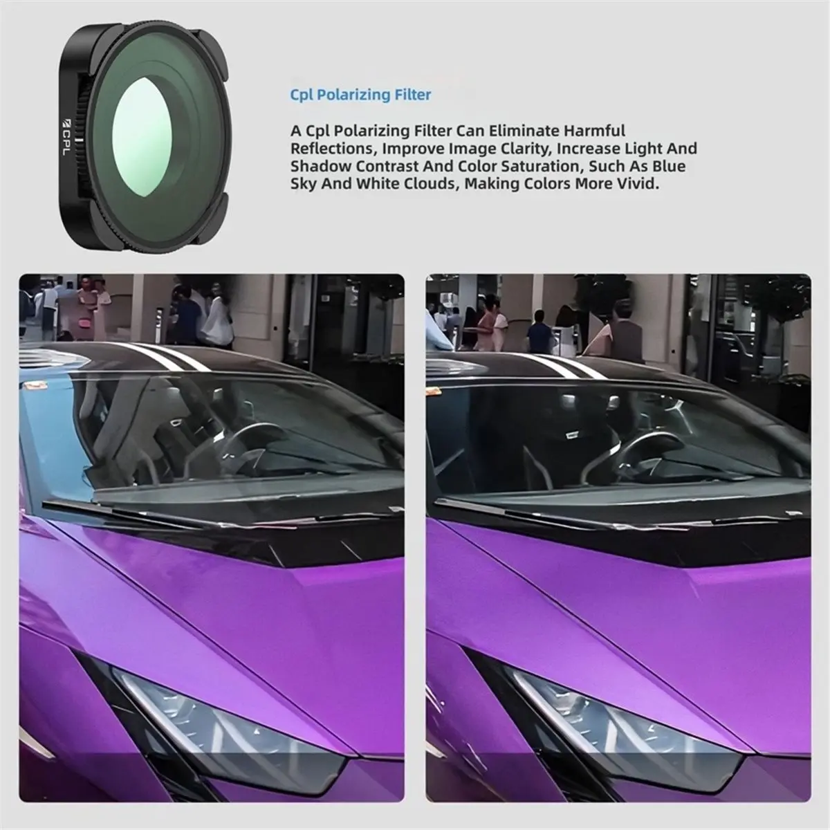 CPL Filter for Mission 1 Pro / Mission 1 Action Camera Reduces Glare Boosts Color Photography Accessories