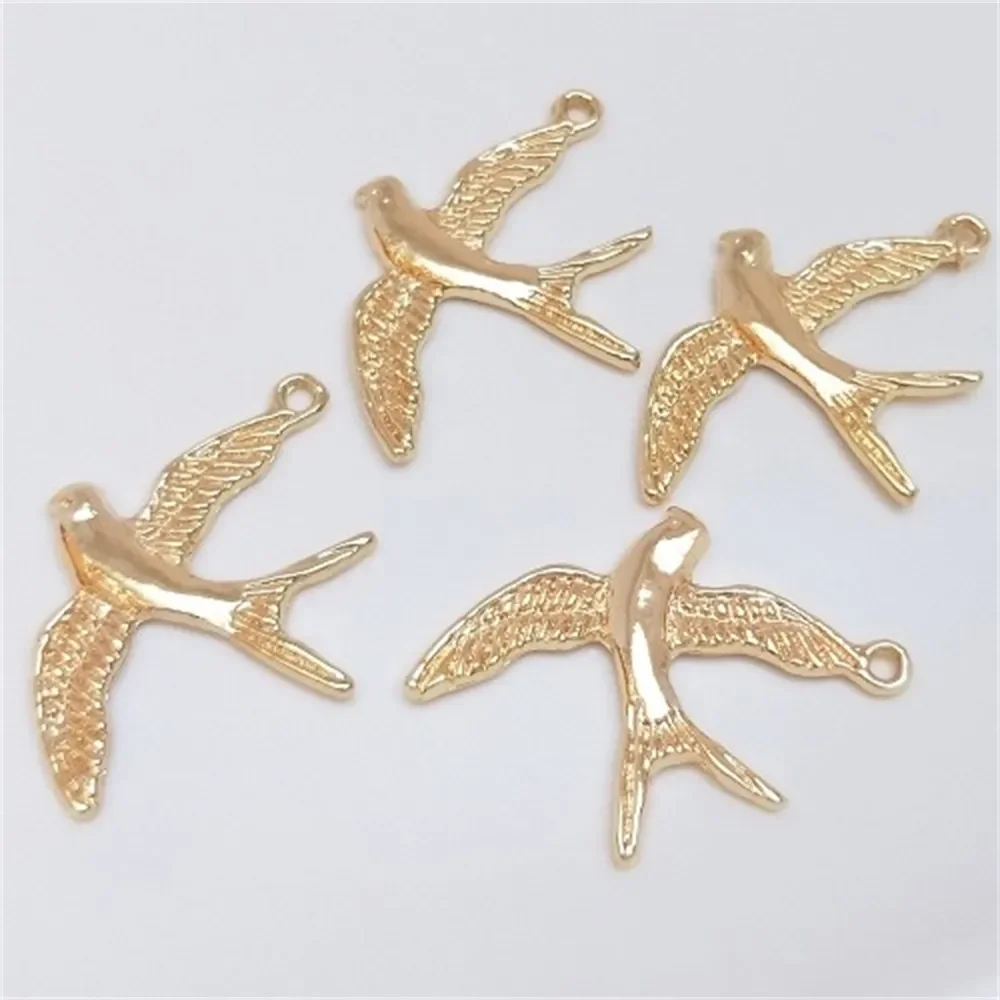 14K Gold-Color and Peace Flying Pigeon Little Swallow Pendant Handmade DIY Bracelet Earrings Charm Pendant K077