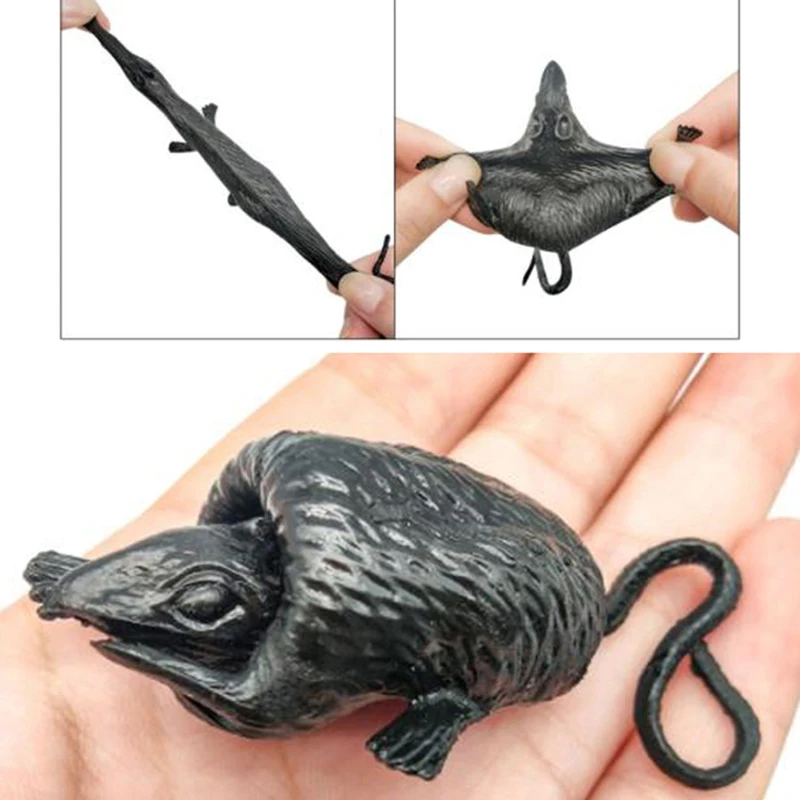 1 PC Novelty Gags & Practical Joke Toys Funny Laugh Rubber Rat Stretchy Flying Finger Black/White/Gray Random Color Trick Toys