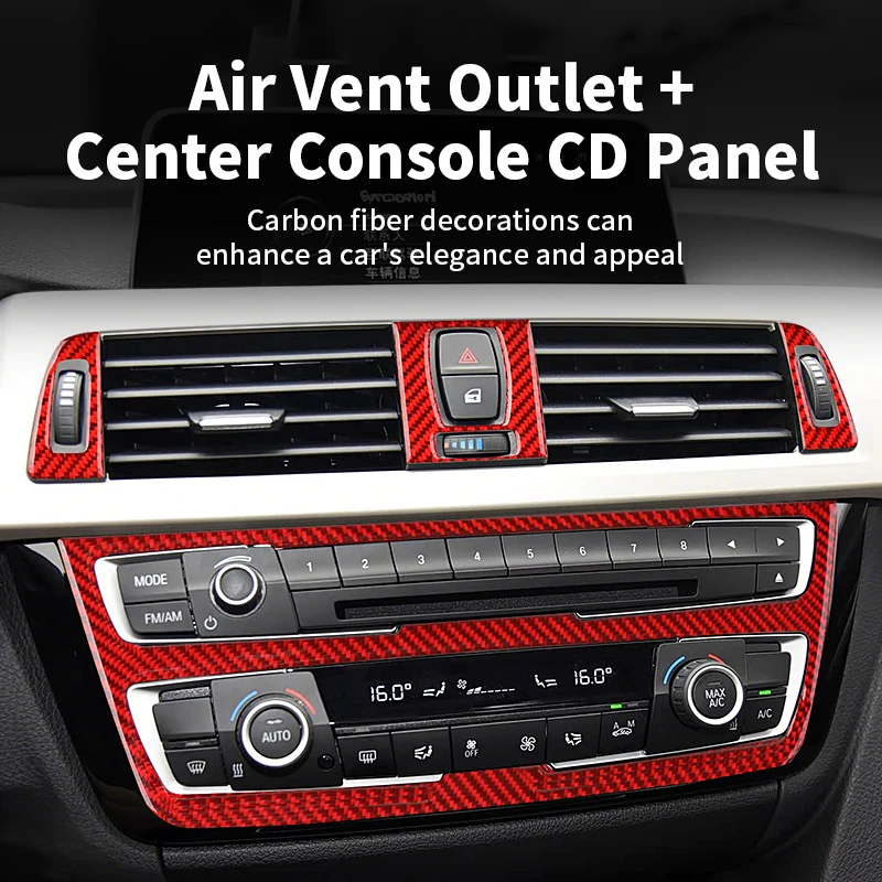 

Carbon Fiber For BMW 3er F34 F30 F32 Car Central Control Air Vent Outlet + CD Panel Trim Stickers Auto Interior Tuning Accessory