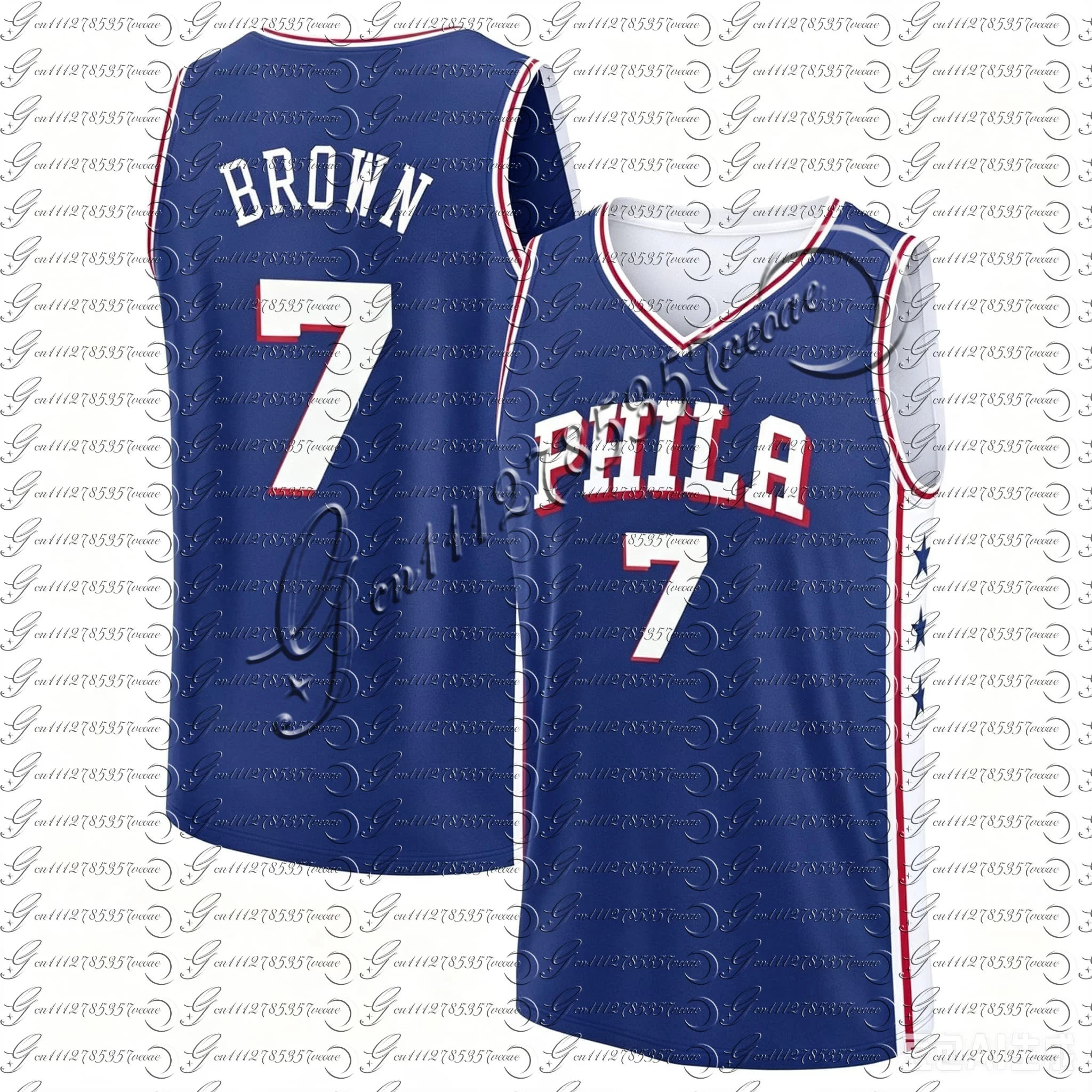 Herren PHILA Basketballtrikot Ärmellos Vintage Shirts Atmungsaktive Sportbekleidung Fan Match Trainingsweste FamilyMatching – Detail 3
