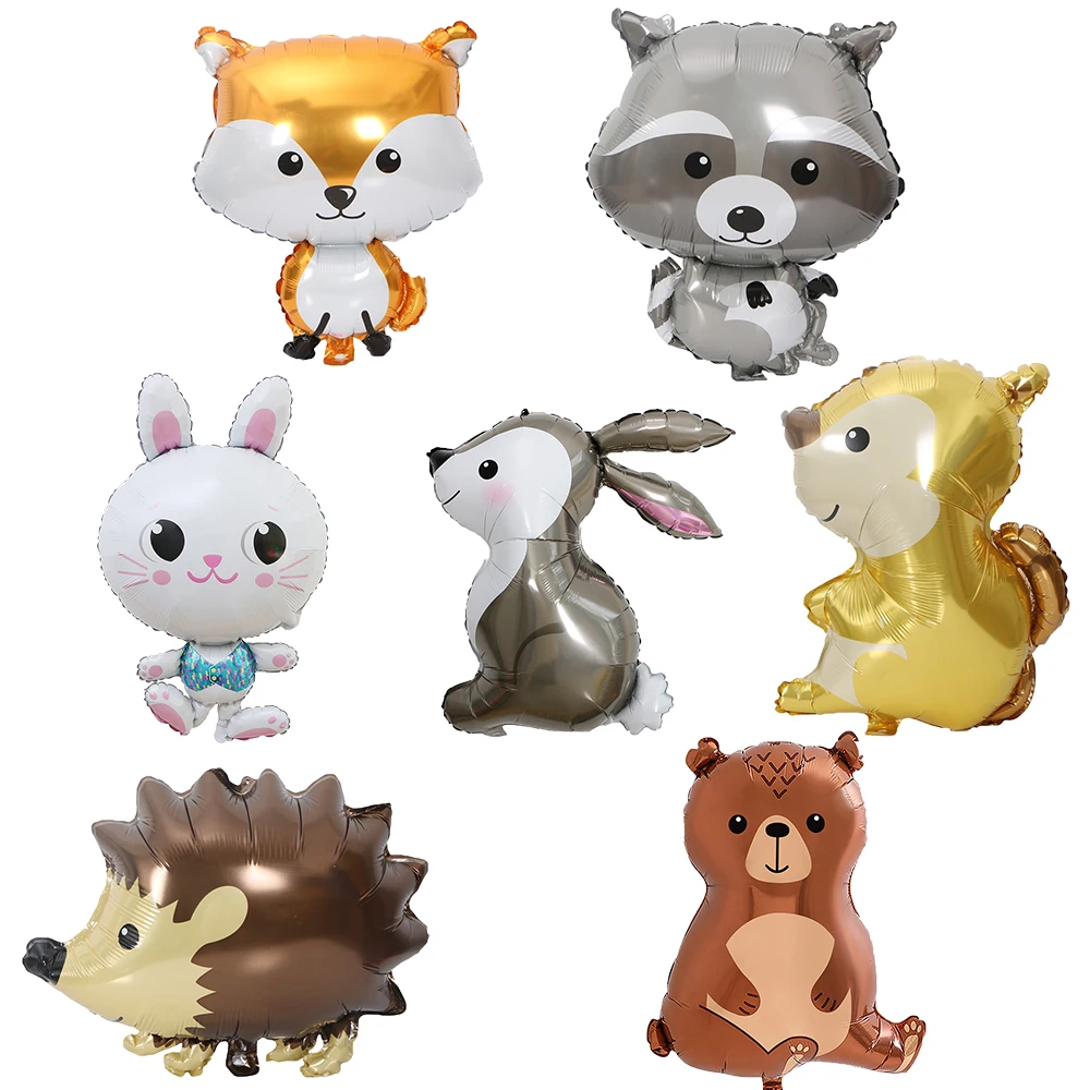 Woodland Animal Foil Balloons Jungle Animal Theme Decor Rabbit Hedgehog Fox Foil Balloon Birthday Party Baby Shower  Decoration