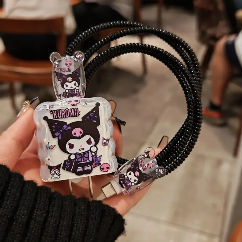 

Cartoon Kuromi Hello Kitty Charger Case Cable Protector for IPhone 18W/20W Charging Cable Data Breakage Prevention Holiday Gift