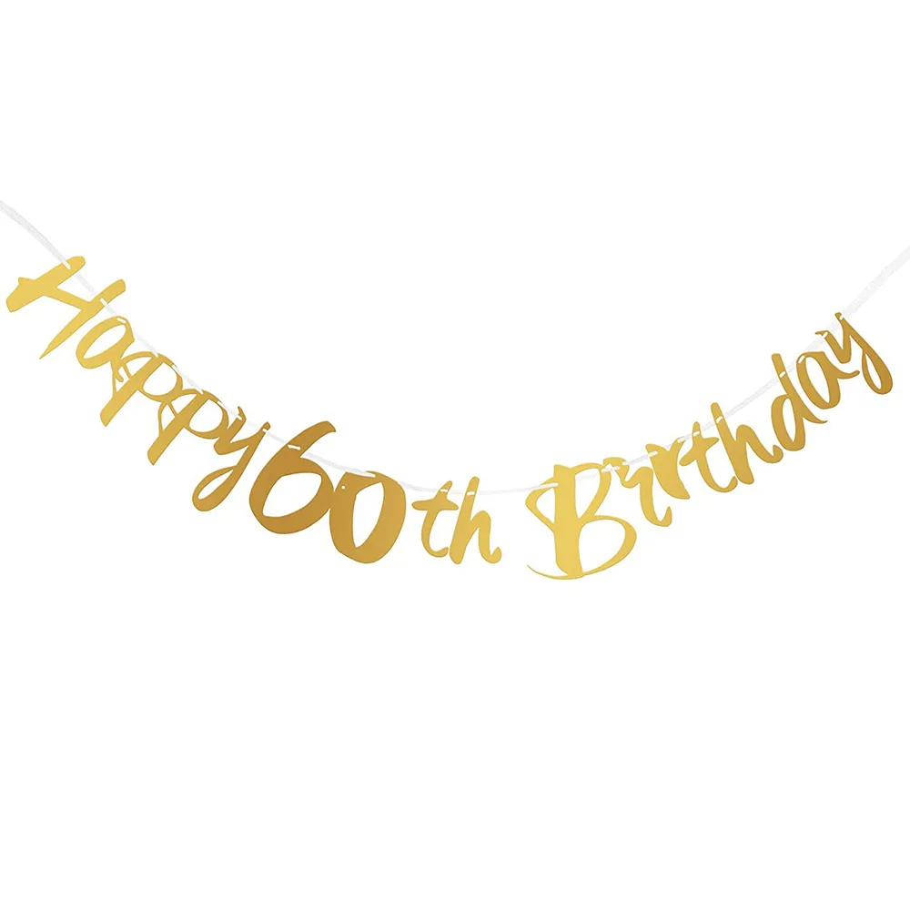 Black Gold 60 Year Birthday Party Decorations Disposable Tableware Banner Adult Men Women Birthday Party Anniversary Supplies