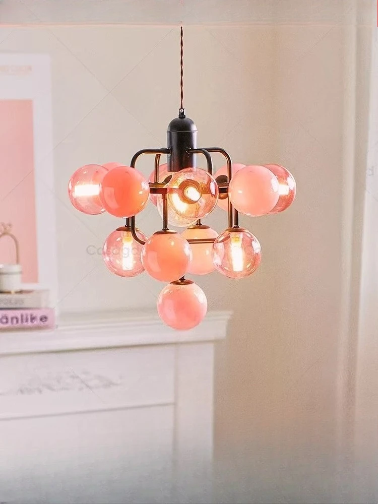 Modern minimalist bubble ball pendant light luxury glass eye protection living room light medieval dining room bedroom light