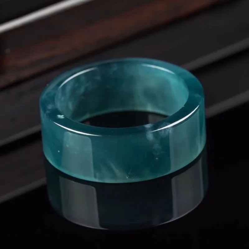 Myanmar Smaragd Jade Blauwasser Fingerring Jadeit Amulette Modischer Natürlicher Smaragdschmuck Glücksbringer Geschenke für Männer Frauen