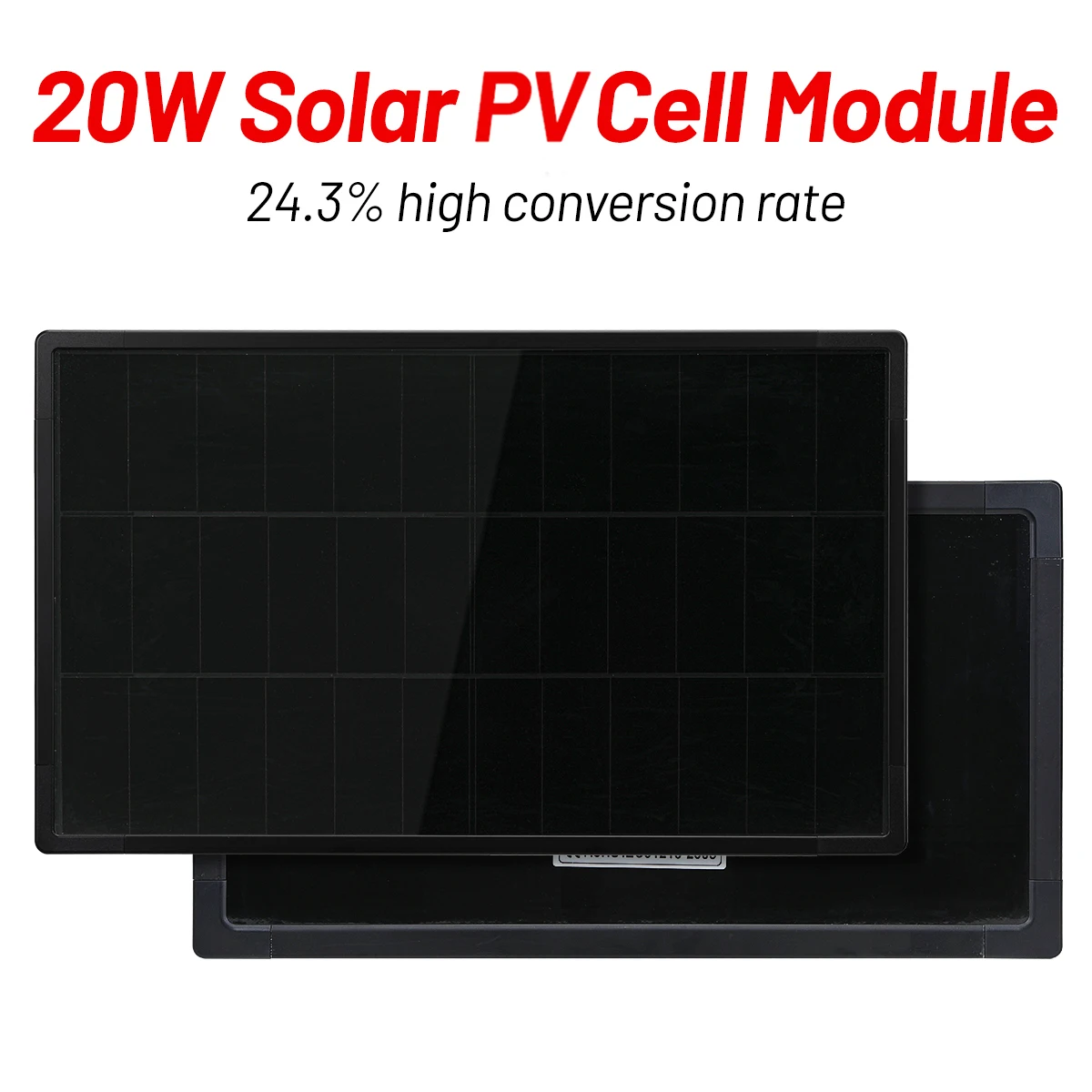 Mini 20W BC Solar Panel 18V/1A 24.3% Conversion Rate 502x276mm Solar Cell Tempered Glass Surface with Metal Frame Bracket