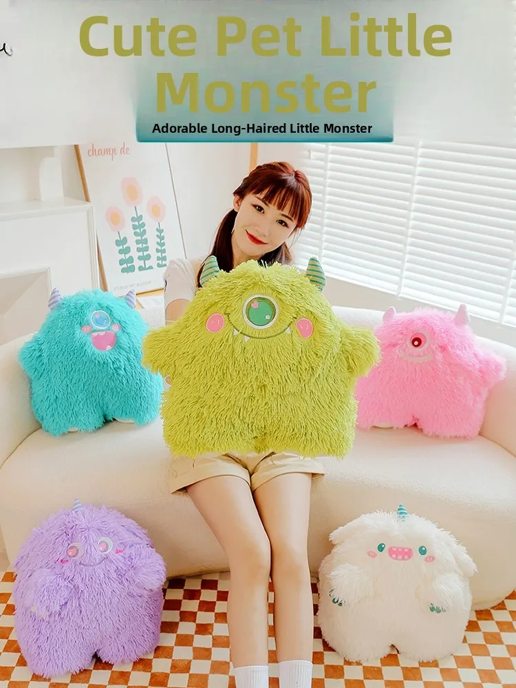

Cute Monster Plu Toy Office Nap Pillow S Doll Girl's Gift Angel Devil Version PP Cotton Filled Velvet Fabric Universal
