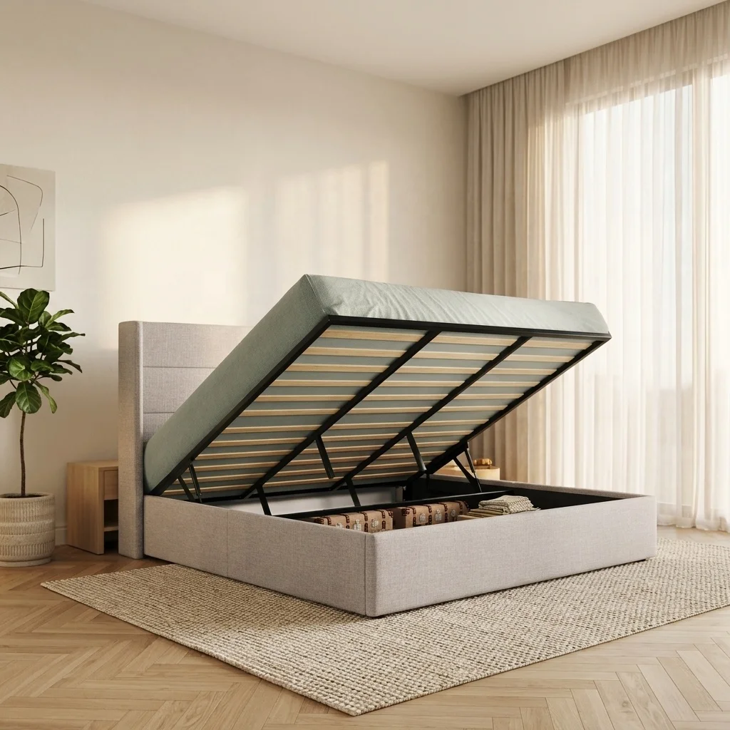 ^Efficient Assembly New Luxury Modern Hotel Soundproof King Size Queen Box Spring Pine Wood Soft Bed Frame Tufted Storage