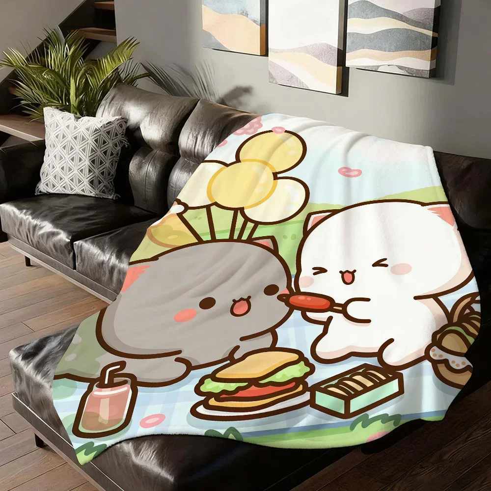 

Cartoon Cute Peach and Goma Blanket for Sofa Office Bed Plane Travel Sleep Reading Relaxing Camping Soft and Warm