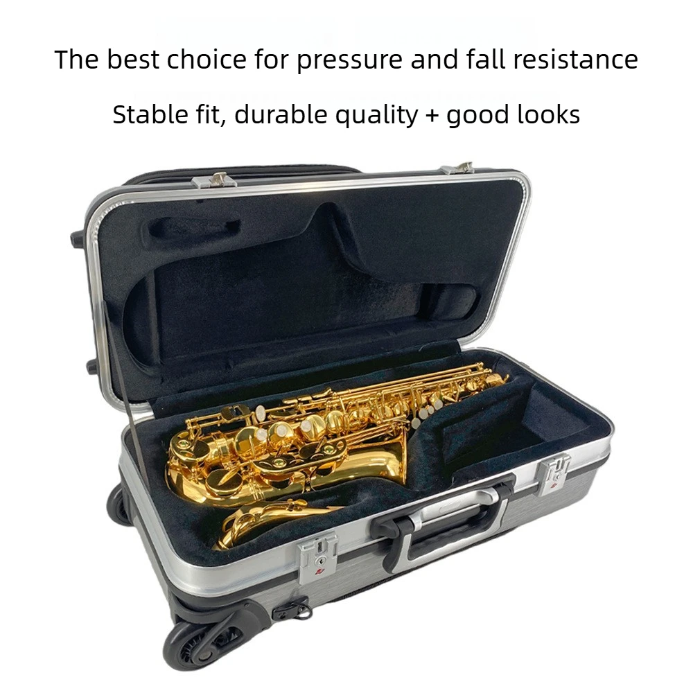 Rolling Alto Saxophone Bag Portable Saxophone Bag with Wheels Instrument Backpack Handle Instrument Bag Musical Instrument
