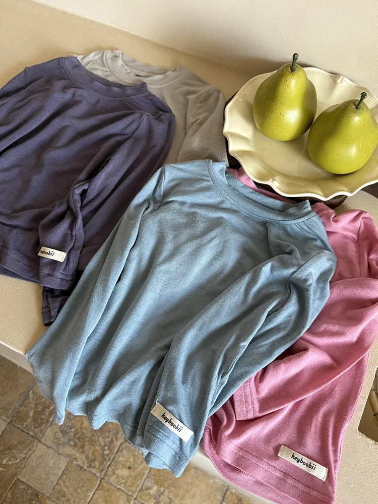 

Solid Baby Long Sleeve Tops Kids Boys Cotton T Shirts Children Clothes 2025 Autumn New Girls Soft Comfortable Bottoming Shirts