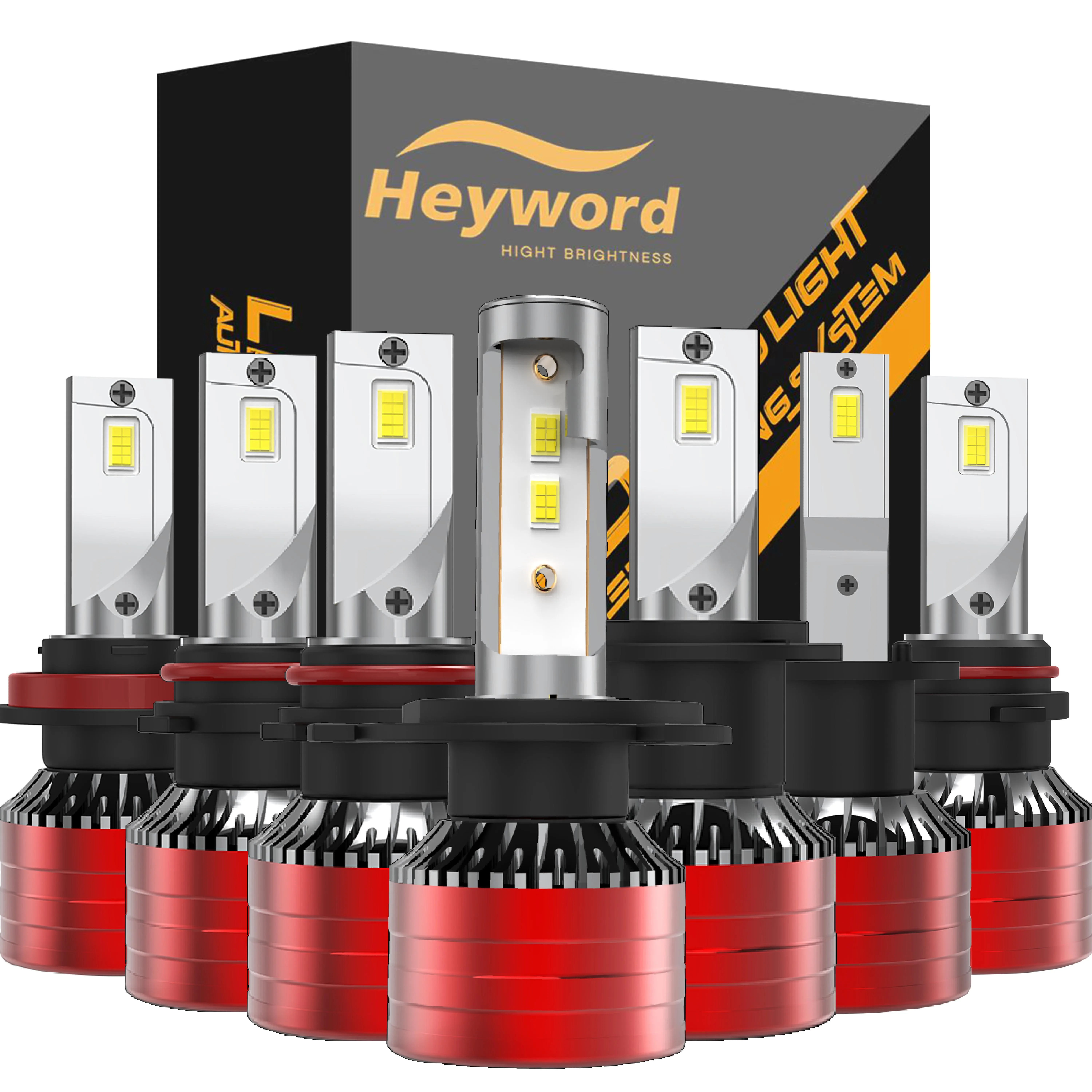Heyword 2Pcs Car Headlight H4 H7 LED H11 9005 9006 H1 Auto Bulbs 390W 129000LM Light Lamp 6000K 12V Led Headlight Bulbs