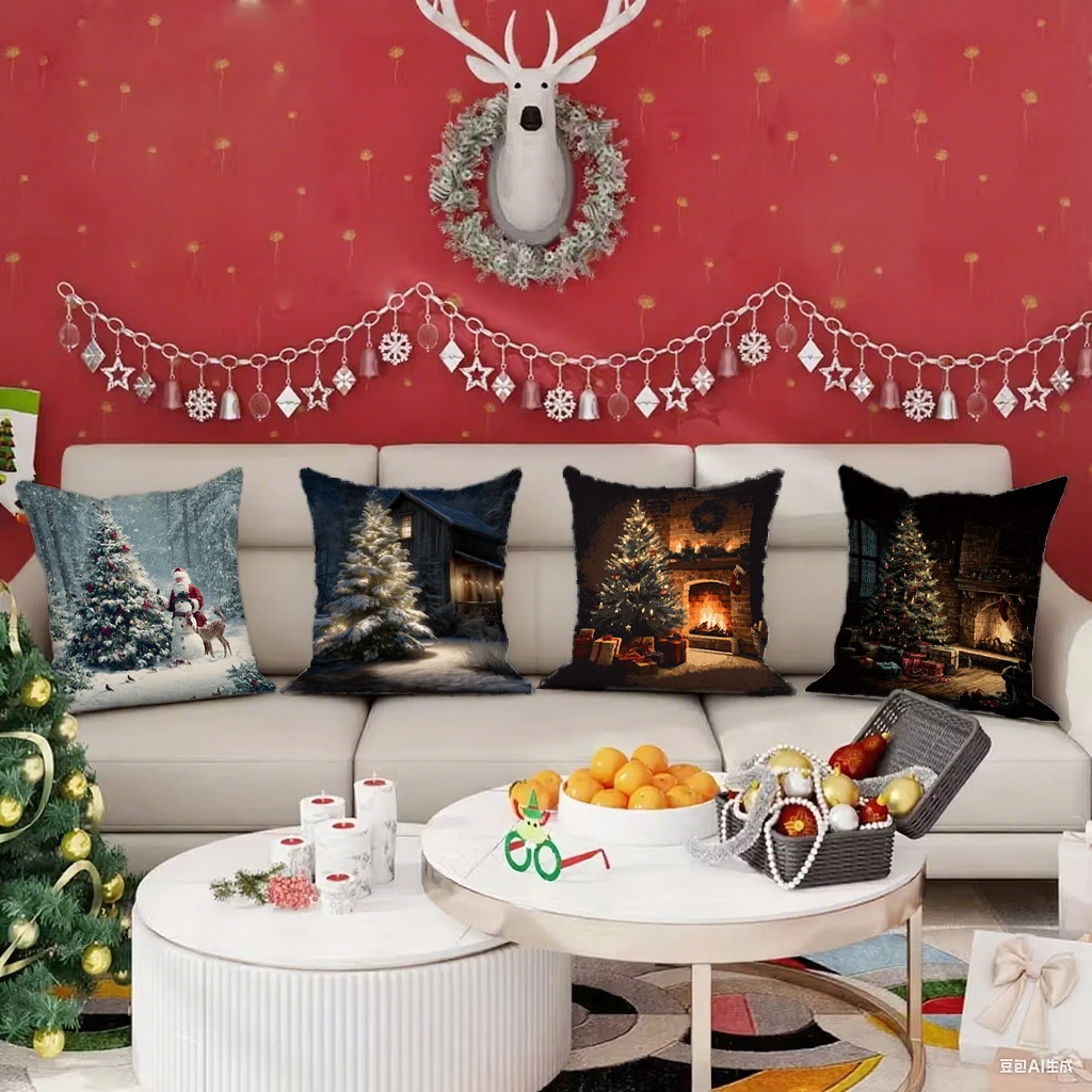 

Christmas-themed Pillow Covers on SofaSuitable for sofa car bedroom decorative cushion cover pillow cover