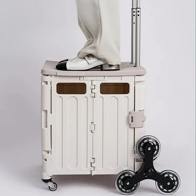 

Utility Cart Heavy Duty Grocery Hauler With Large Basket For Shopping Camping Beach Trips And Home Storage