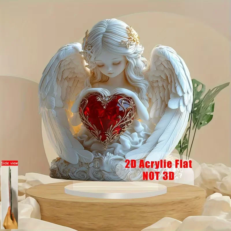 1 Stück Rote Herz-Kristall-Engel Tischdekoration Skulptur Valentinstag Geschenk Exklusive Bürodekoration Schlafzimmer-Dekoration – Detail 5