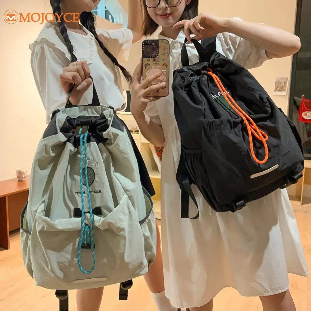 New Large Capacity Travel Drawstring Backpacks Multi-pockets Fitness Knapsack Badminton Tennis Nylon Foldable Rucksack Bagpack