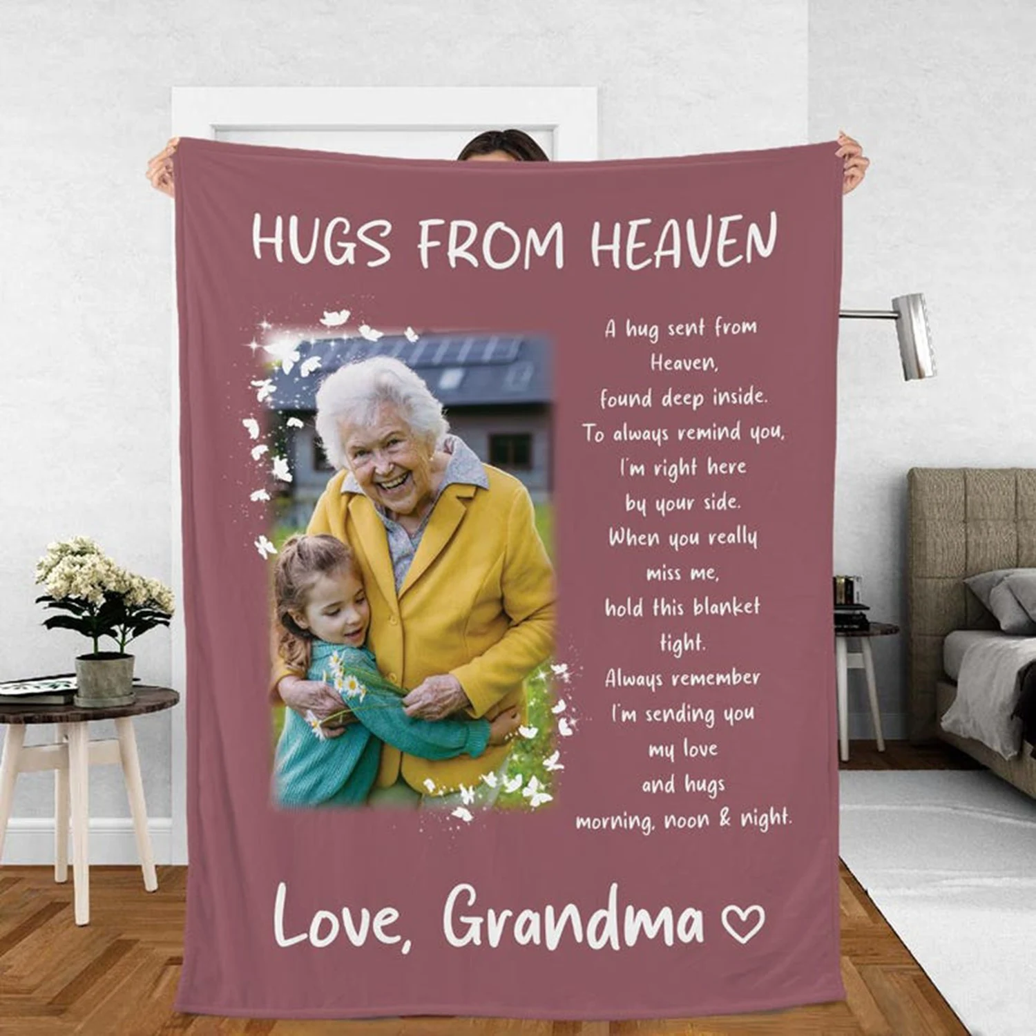 Personalized Custom Memorial Blanket, Custom Photo Blanket, Mother Day Gifts, Gift For Grandma, Mom, Remembrance Gift