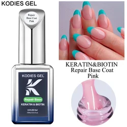 KODIES GEL Keratin Repair Base Coat Gel Nail Polish Nude Pink Biotin Nail Strengthener Gel Varnish Semi Permanent UV Primer Oil
