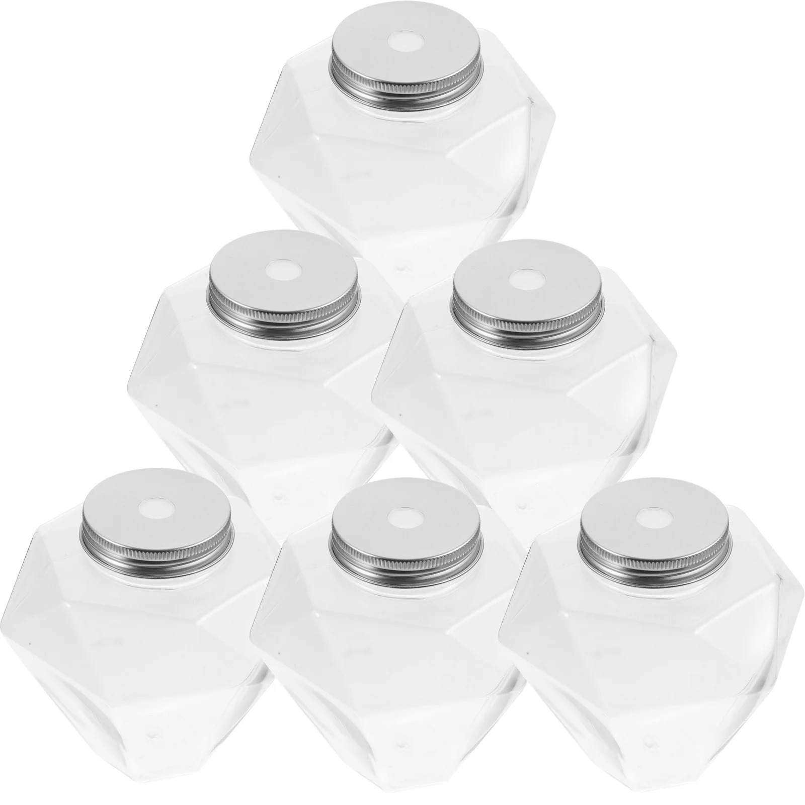 

6pcs Cold Water Bottles Diamond Shaped Bottles Transparent Juice Bottles Portable Plastic Bottles diamond bottle