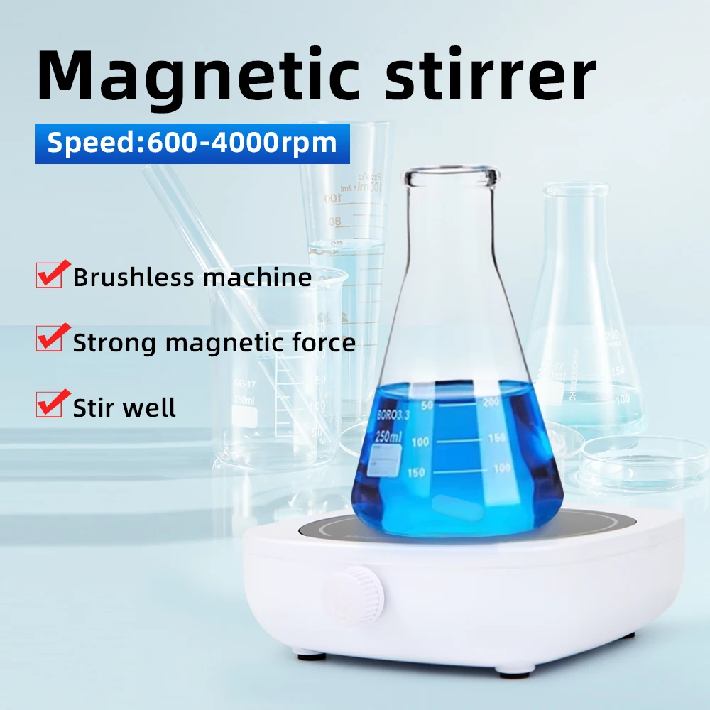 Portable Mini Magnetic Stirrer 1000ml Adjustbable Speed Laboratory Stirrers Machine EU Plug Magnetic Agitator With Stir Bar