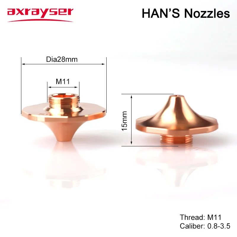 Han's High Speed Laser Nozzles SP Single Layer Dia.28mm H15 M11 for Precitec Hans Fiber Cutting Machine Head Parts AAA Copper