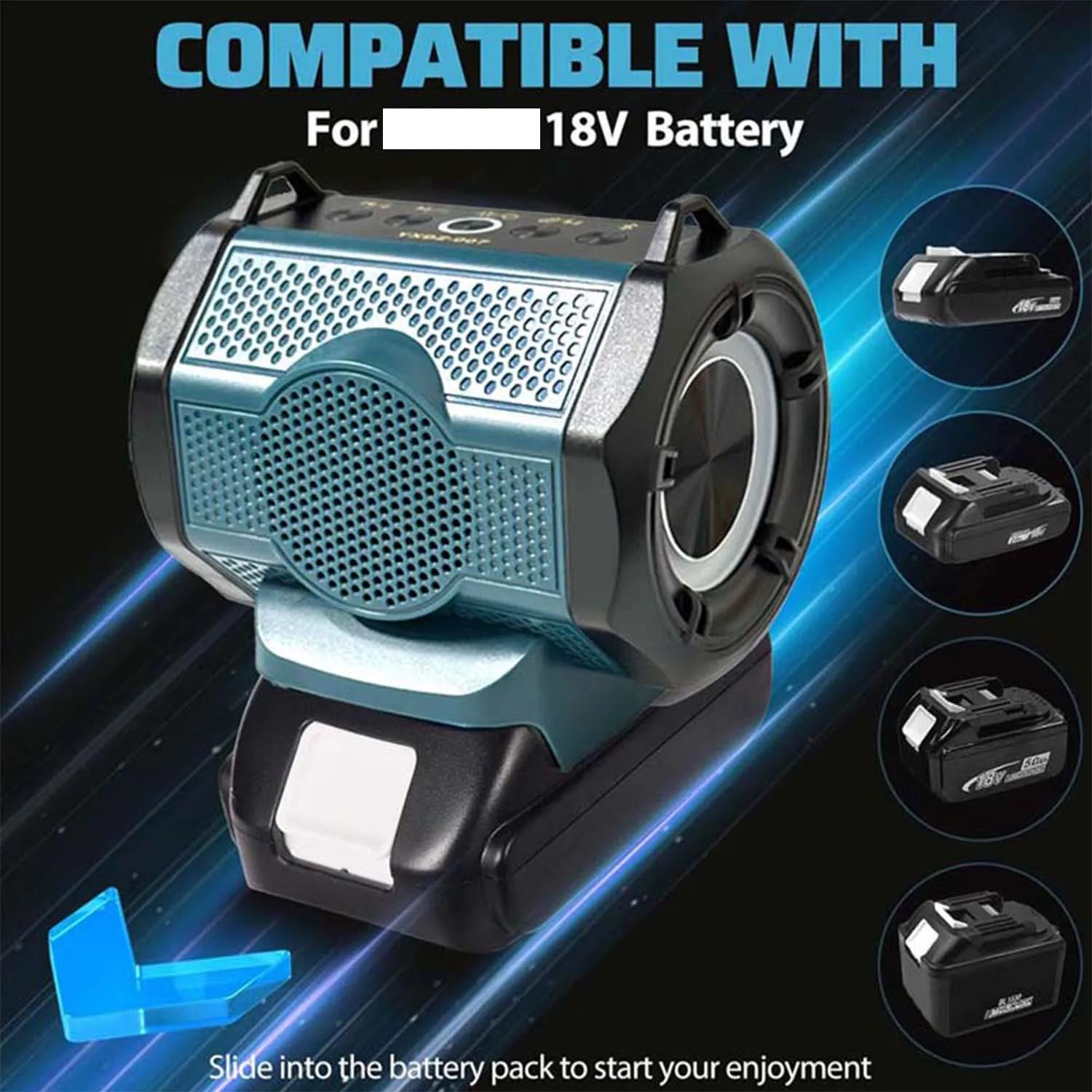 Portable Subwoofer Bluetooth Speaker Compatible with for Makita/DW/Milwaukee 18 V Wireless BT 5.3 and USB Audio Source