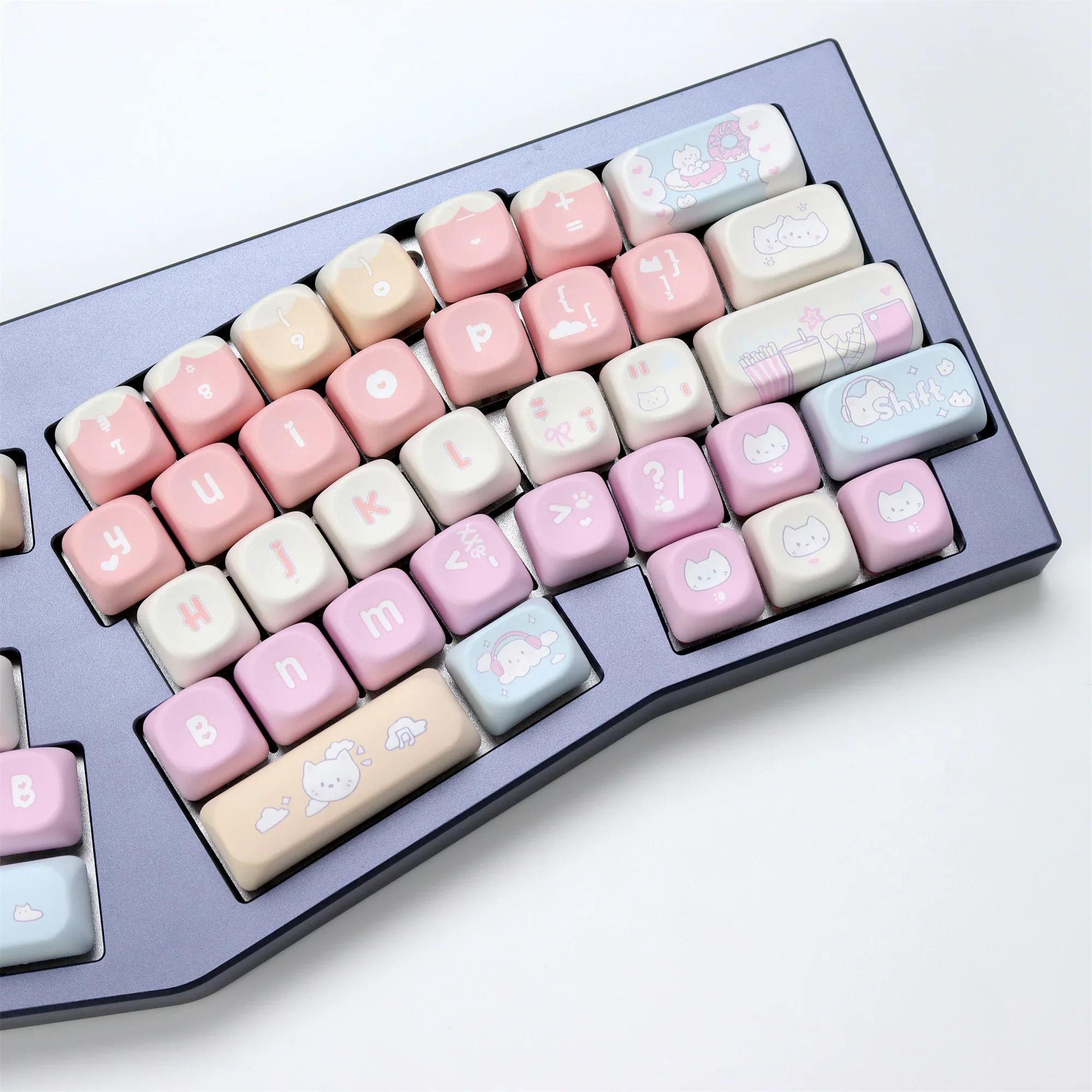 KBDiy 133キー PBTメカニカルキーボードキーキャップセット KOAプロファイル ロックキャットキーキャップ MXスイッチ用カスタム Crush80 Raven68 Mad 60he対応