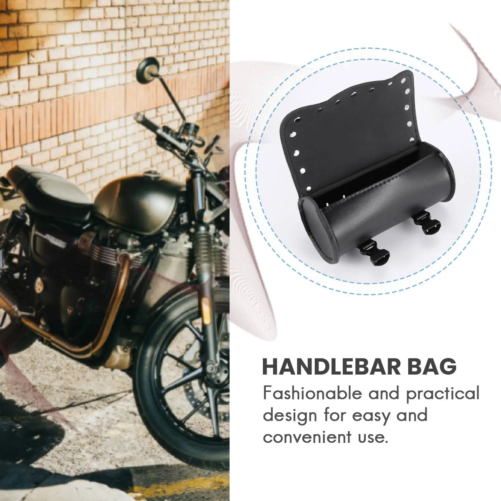 

Motorcycle Leather Universal Tool Round Roller Saddle Bag Fork For Travel Suitcase