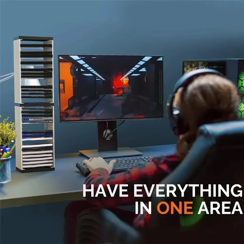 AA60-게임 디스크 보관함 PS4 ONES 용 PS5 용 범용 Nintendo 스위치 듀얼 레이어 홀더 공간 절약형 주최자