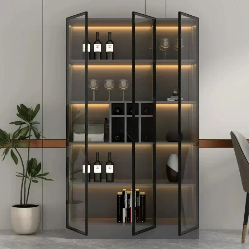 Glass Living Room Display Kitchen Wall Home Wine Cabinets Racks Liquor Restaurant Furniture