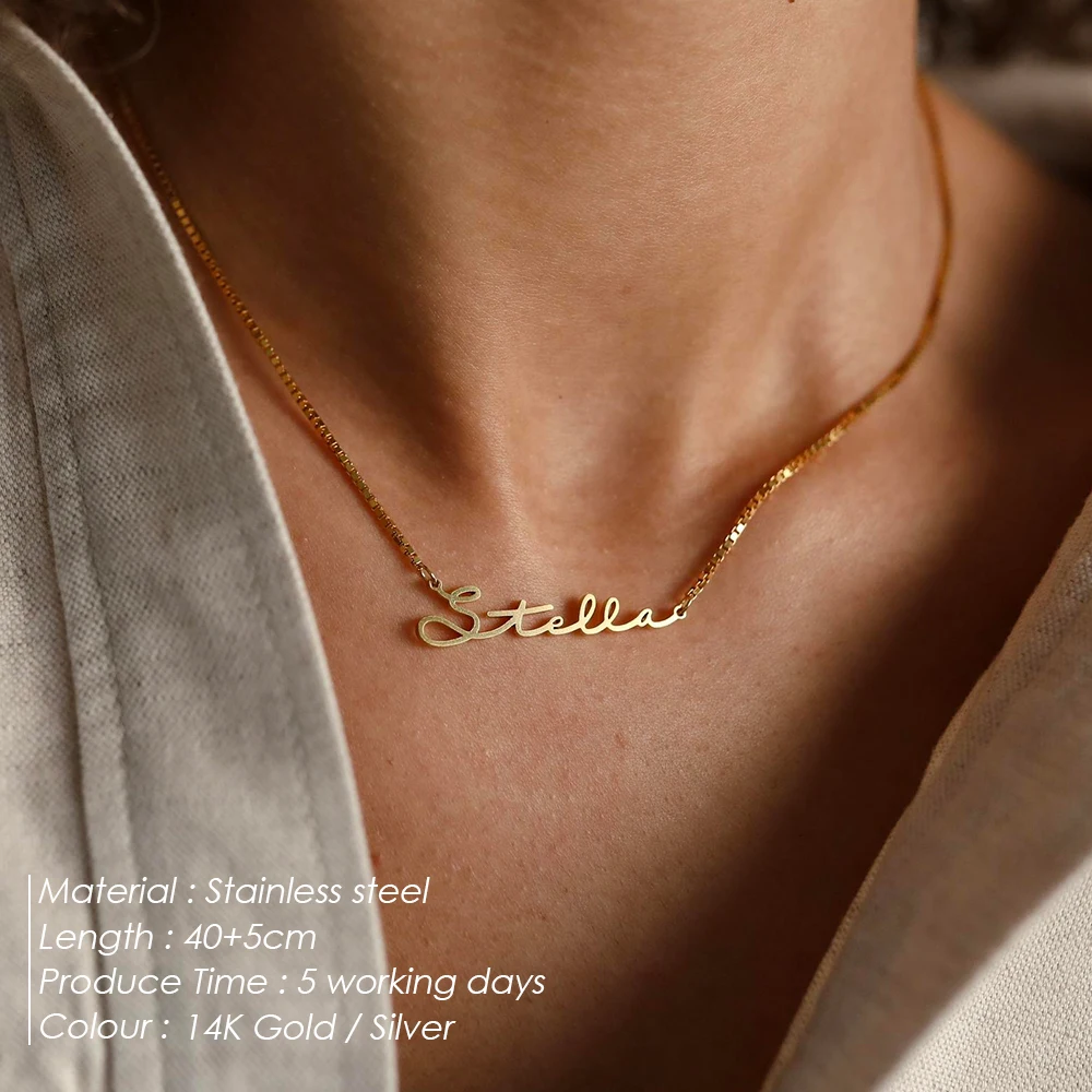 EMANCO  Stainless Steel Name Necklace - Customized Fashion Personalized Letter Pendant Jewelry Gift for Women
