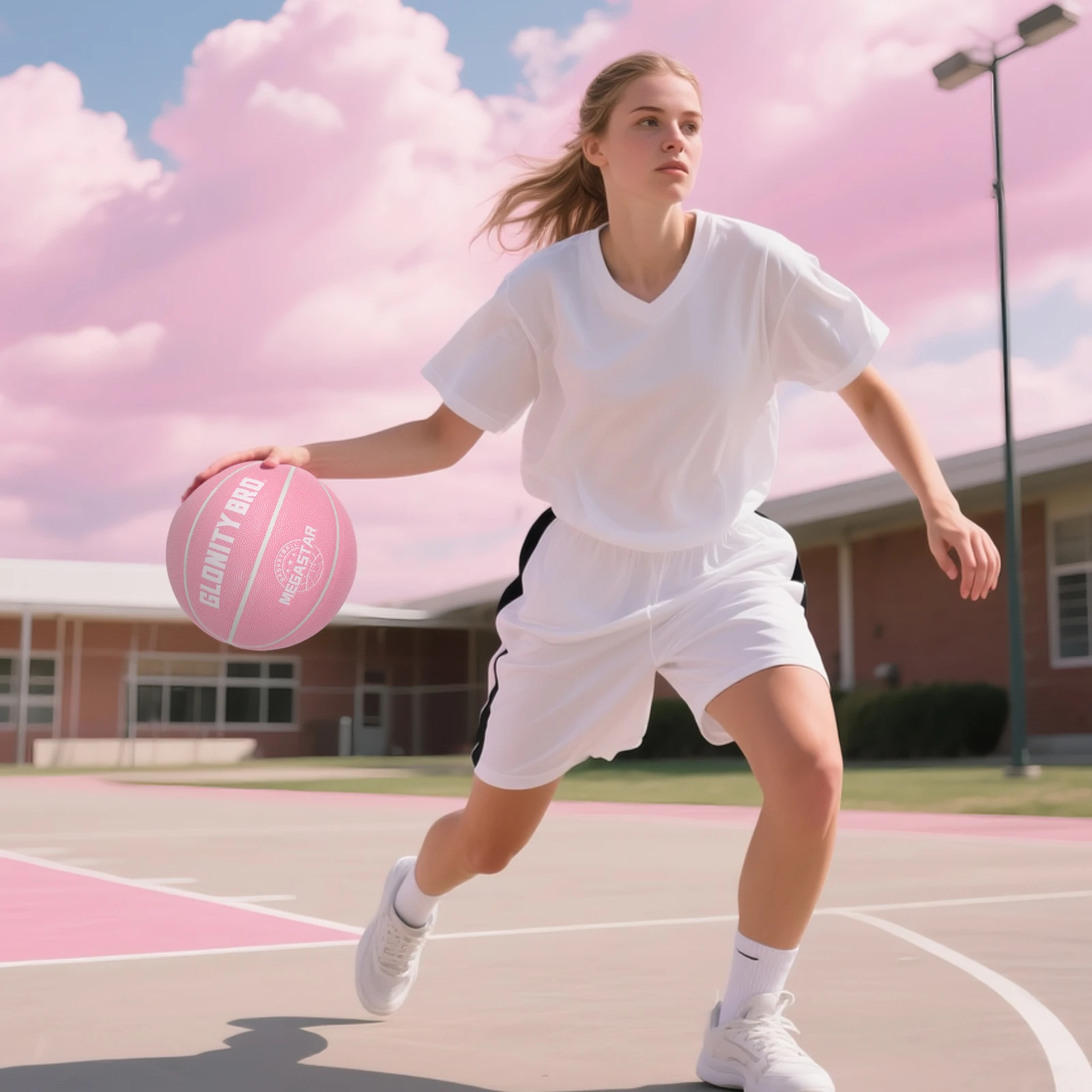 Slijtvast Outdoor Basketbal Nieuwe Officiële Dames Training Roze Bal Heren Straatbal Maat 7(29.5") / 6(28.5") /5 (27,5")