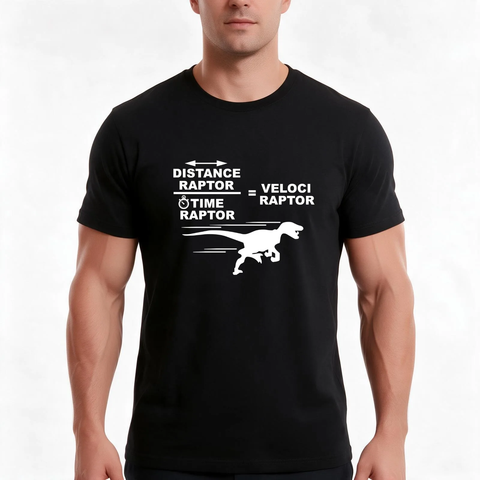 Distance raptor divided by time raptor equals T-Shirt, Funny Graphic Print Tee, Unisex Cotton Casual Short Sleeve Top