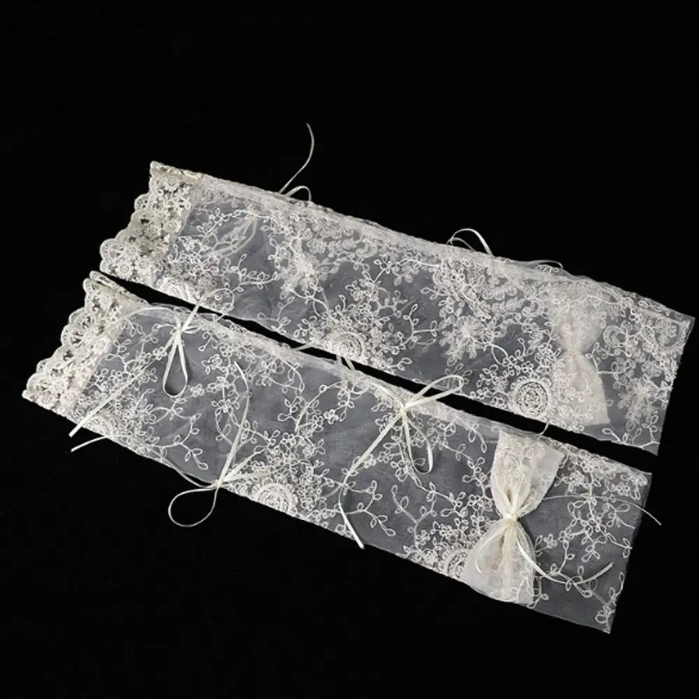 New Design with Bow Ribbon Wedding Veil French Style Ivory Bridal Lace Bow Ribbon Headband Retro Hair Accessories