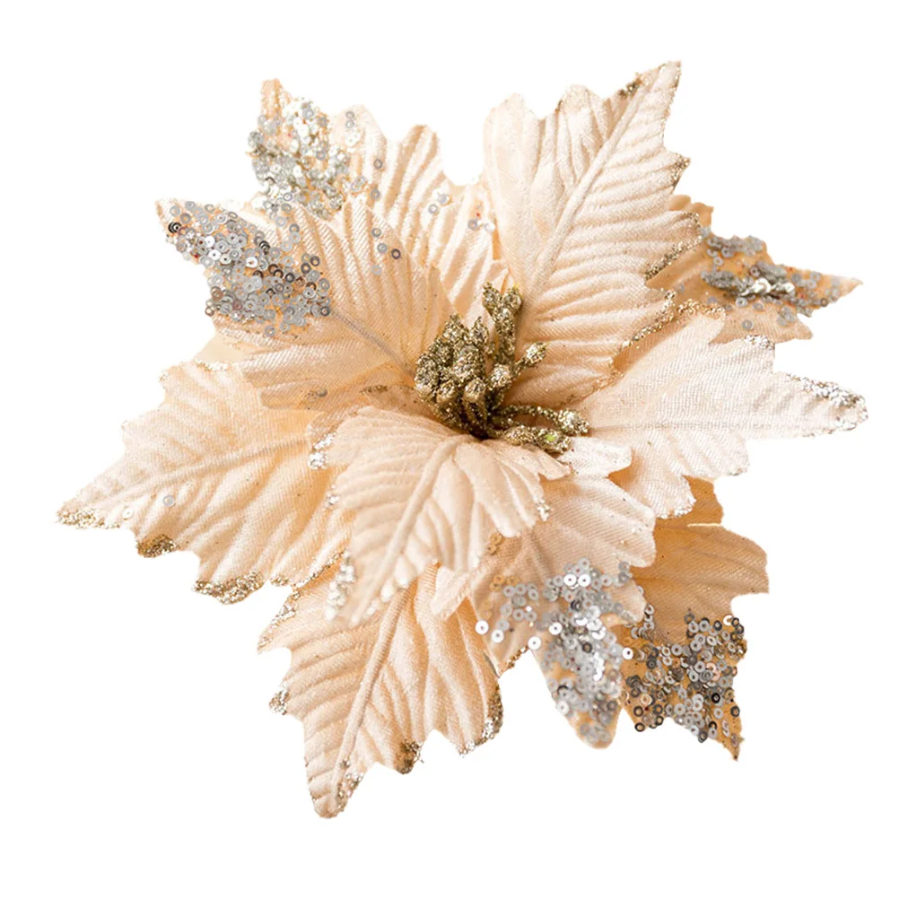 

1Pcs Artificial Christmas Flower Sequined Handmade Flannel Christmas Tree Ornament Festival Decoration Home Party Wedding
