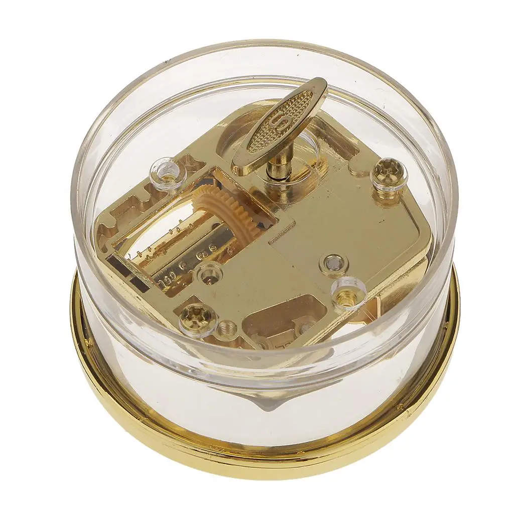 Elegant Acrylic Wind-up Music Box Mechanism Round Musical Toy for Custom Melody Birthday Present Children’s Music Room