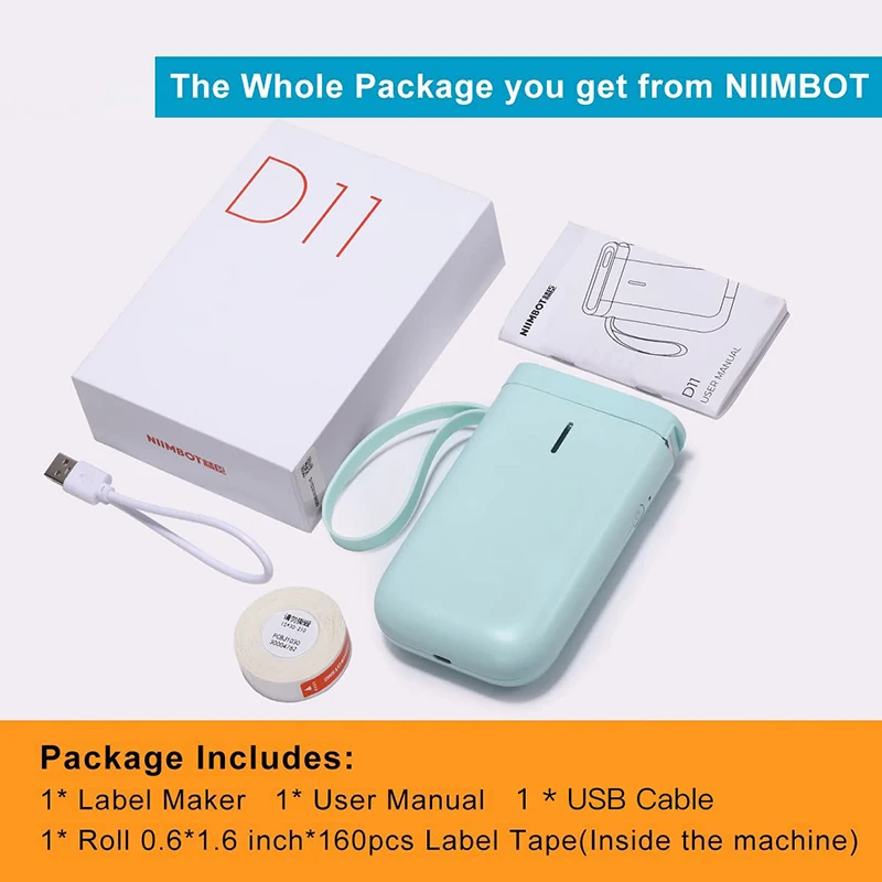 Niimbot D11 Portable Thermal Pocket Printer Mini Wireless Label Maker With Waterproof Anti-Oil Transparent ColorfulLabel Sticker