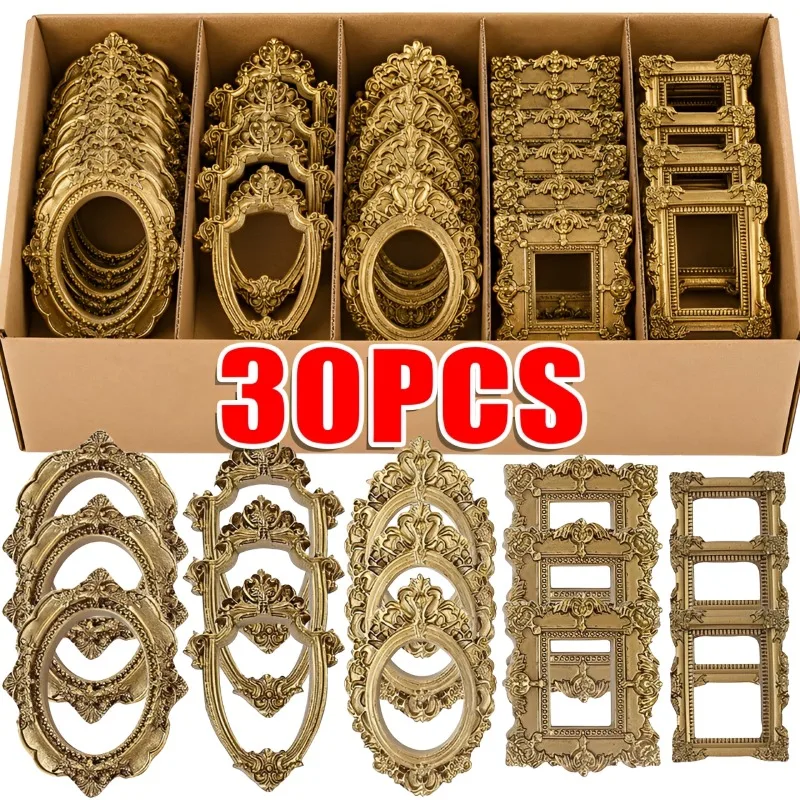 5/30PCS Retro Resin Mini Photo Frames Antique Embossed Picture Frame DIY Crafts Phone Case Scrapbook Jewelry Display Photo Props