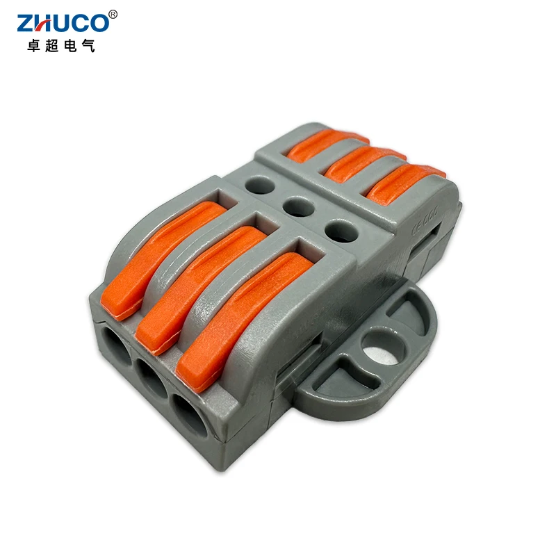 1pcs PCT-223-3P 32A Copper Construction Eectrician 3 In 3 Out Fast Fixed Wiring Terminal 0.5-4mm2 Cable Branch Line Connector