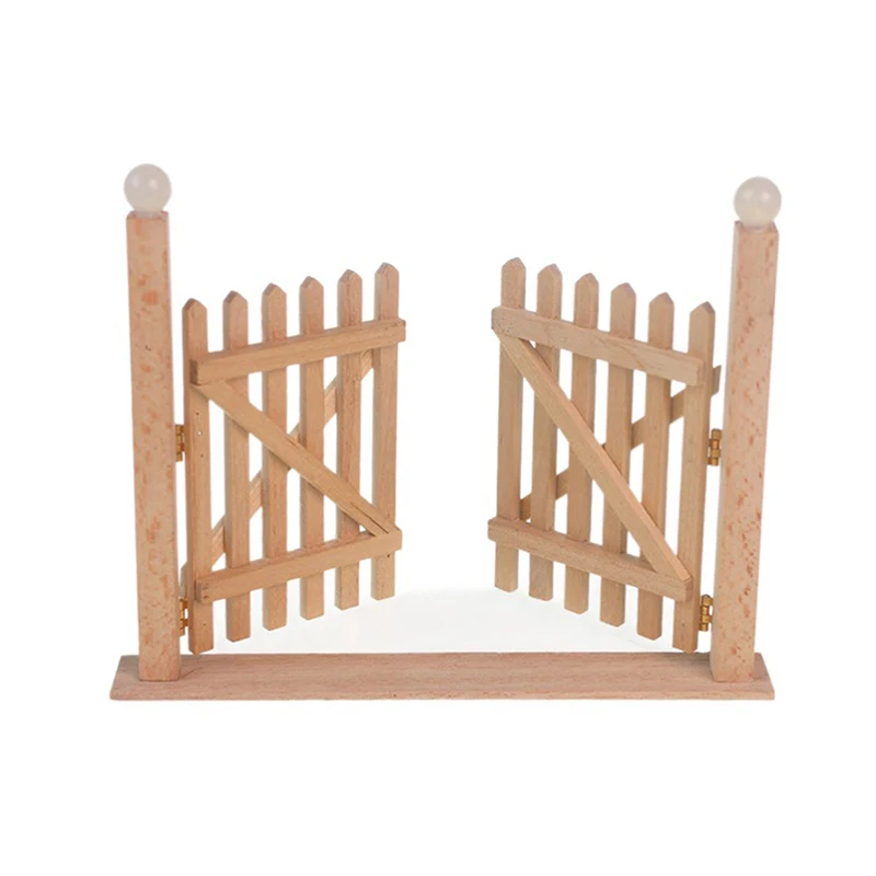 

1/12 Dollhouse Wood Fence Gate Model Dollhouse Miniature Fairy Garden Door Dolls House Simulation Furniture Decoration Toys