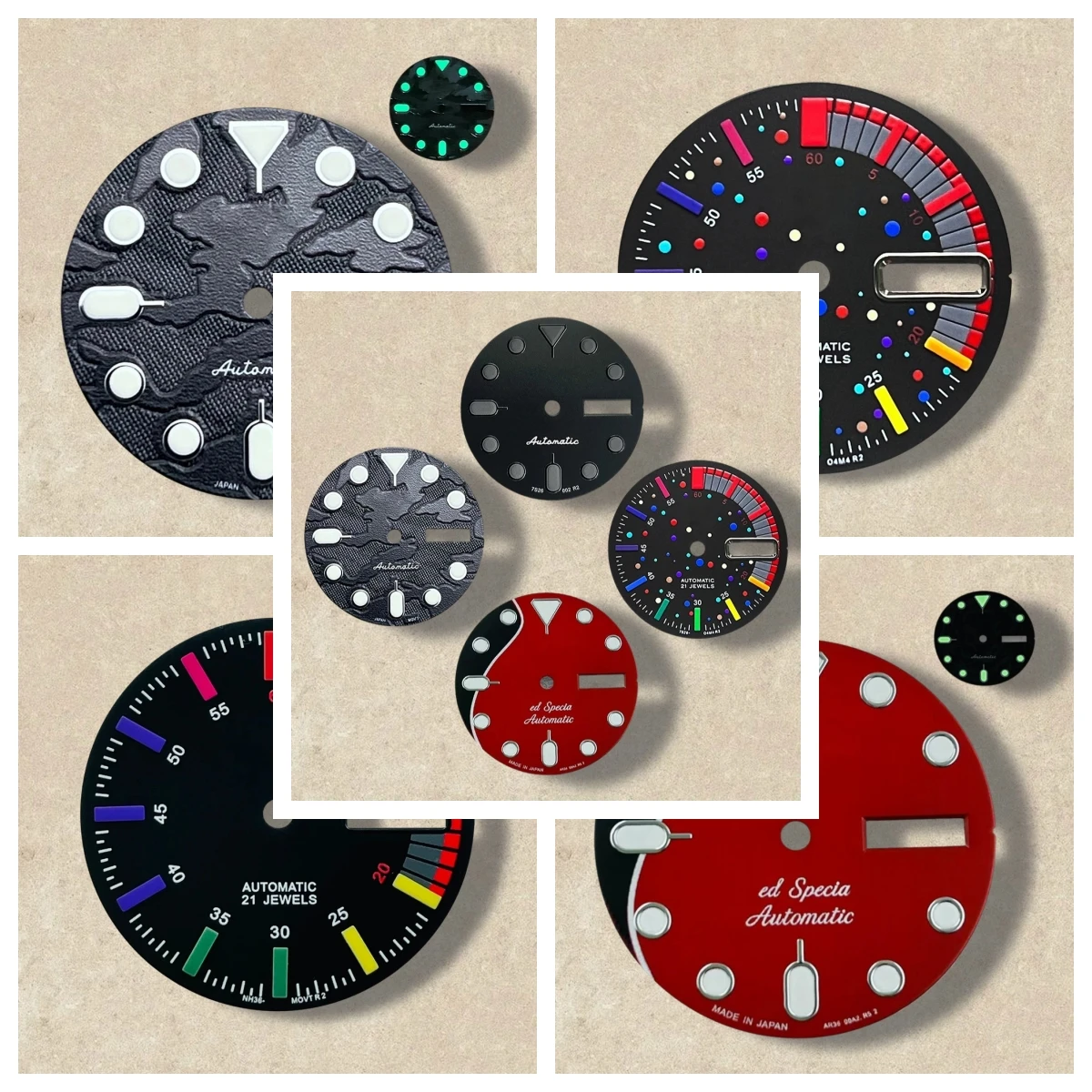 

28.5mm S Logo SKX007 Camouflag Dial Fit NH36/4R36 Movement Green Luminous High-Quality Watch Modification Accessories