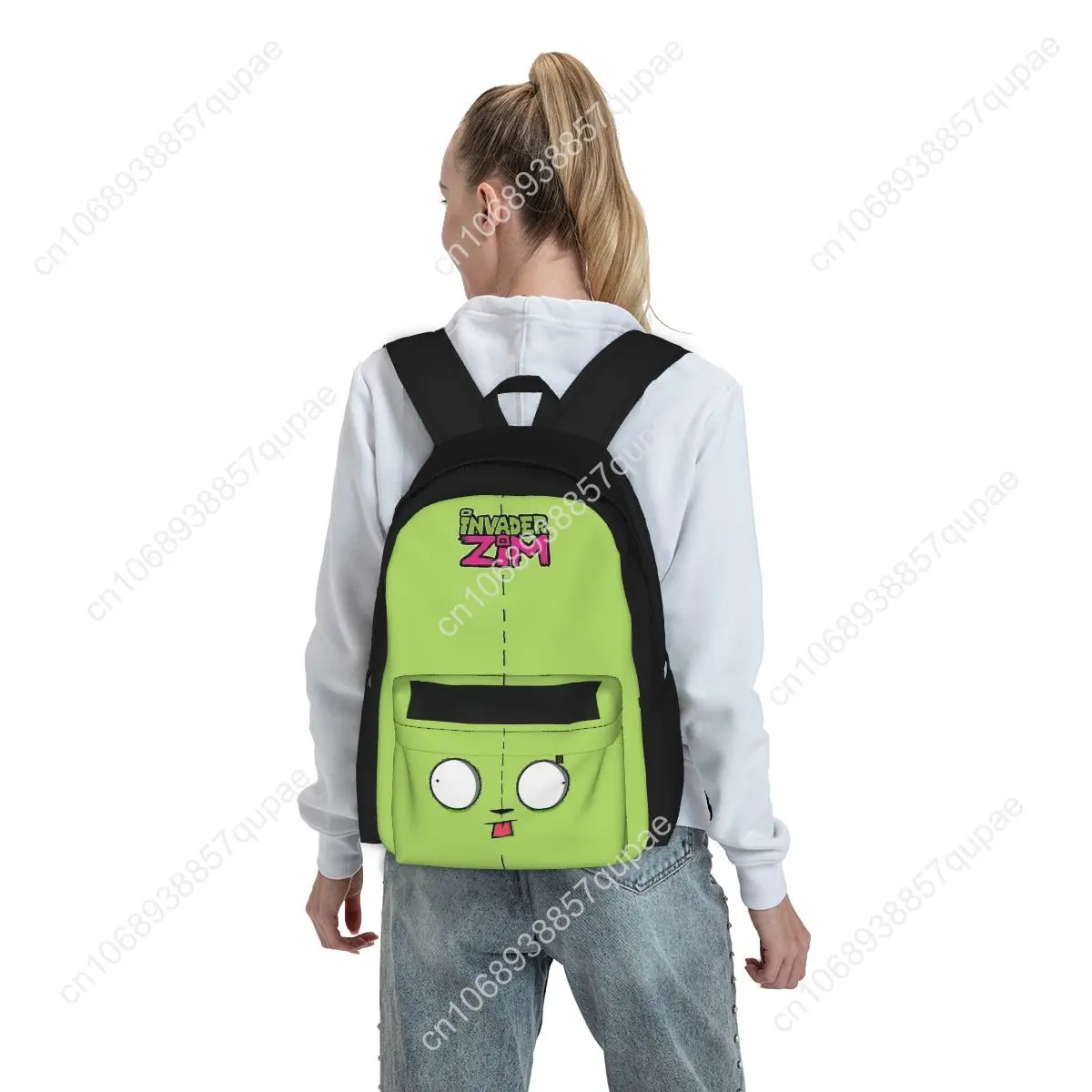 Invader Zim Gir Dib Green Dib Robot Backpack Mochila 3D Student School Bag Laptop Rucksack Boys Girls Large Travel Shoulder Bag