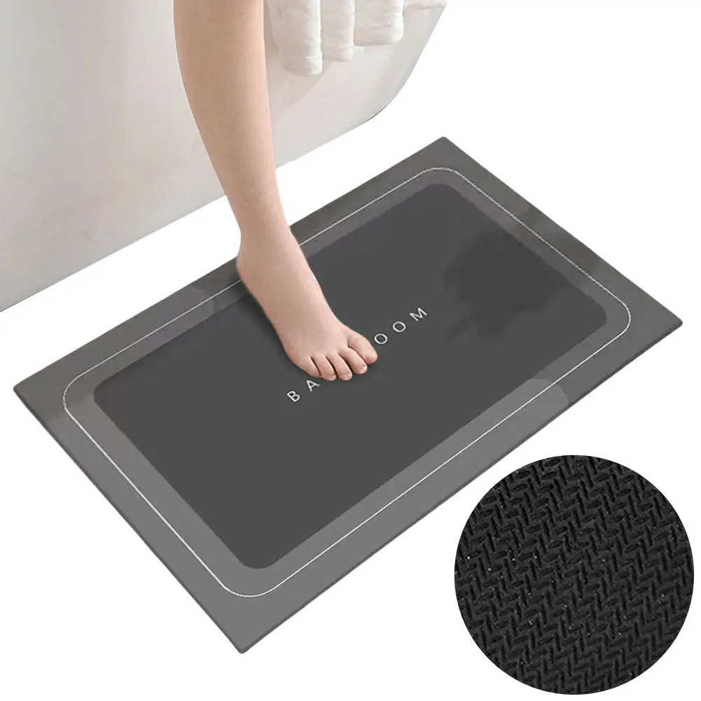 

Entrance Floor Mat Water-Absorbing Rectangle Kitchen Mat Non-Slip Bath Shower Rug Wear-Resistant for Toilet Bath Room