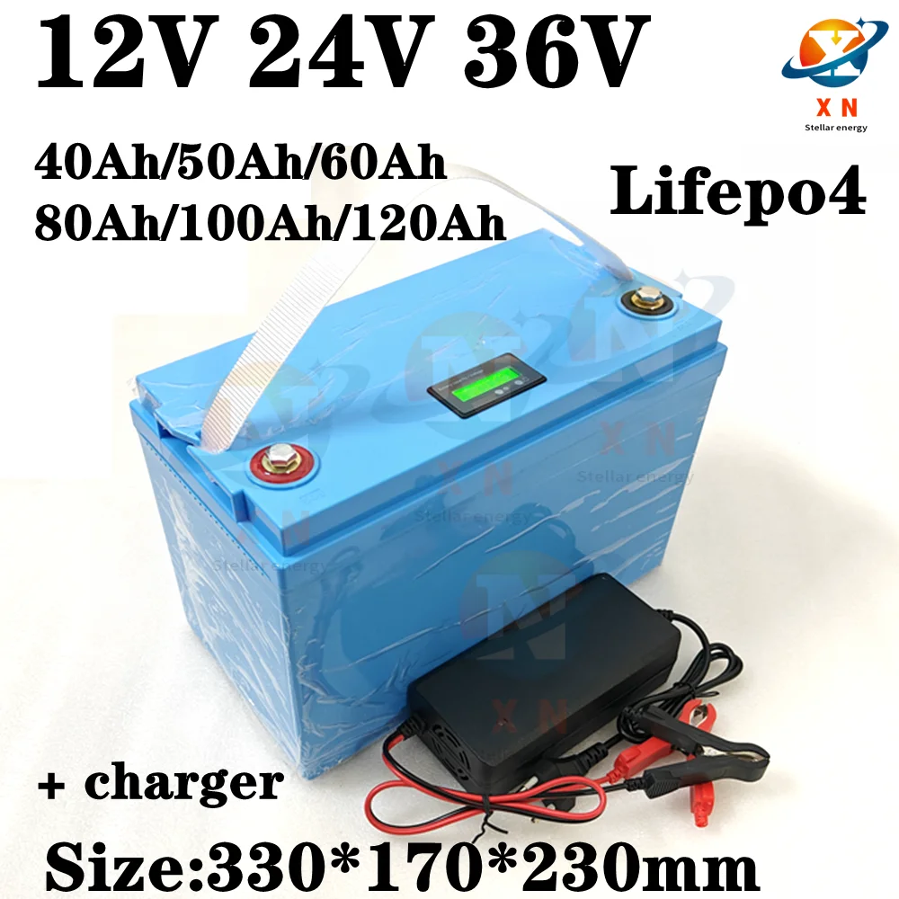 Lifepo4 Battery 12V 24V 36V 40Ah 50Ah 60Ah 80Ah 100Ah With Bms For Solar Rv Motorhome Boat